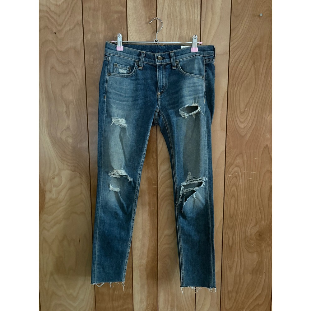 Rag & Bone Dre Capri Delamo Distressed Slim Boyfriend Jeans Size 24